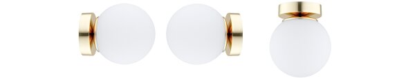 Wandleuchte Glas Weiß Gold E27 H:15 cm Modern edel