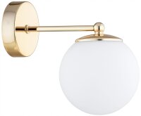Wandlampe mit Arm Glas Metall Weiß Gold E27 B:22 cm