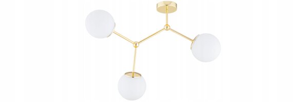 Deckenleuchte 3-flammig Glas Gold E27 60 cm Modern