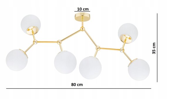 Deckenleuchte 6-flammig Glas Gold E27 80 cm Modern