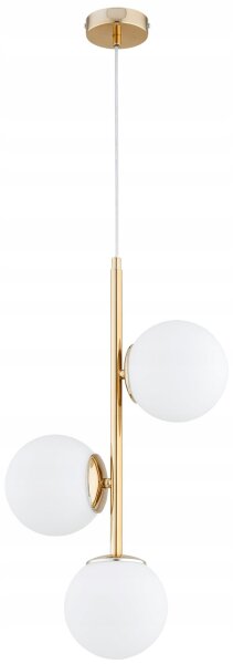 Pendelleuchte 3-flammig Glas Weiß Gold L:14 cm blendarm