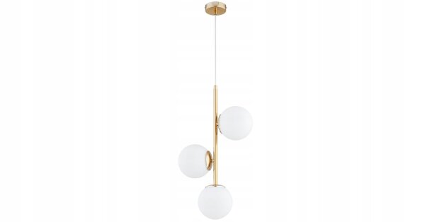 Pendelleuchte 3-flammig Glas Weiß Gold L:14 cm blendarm