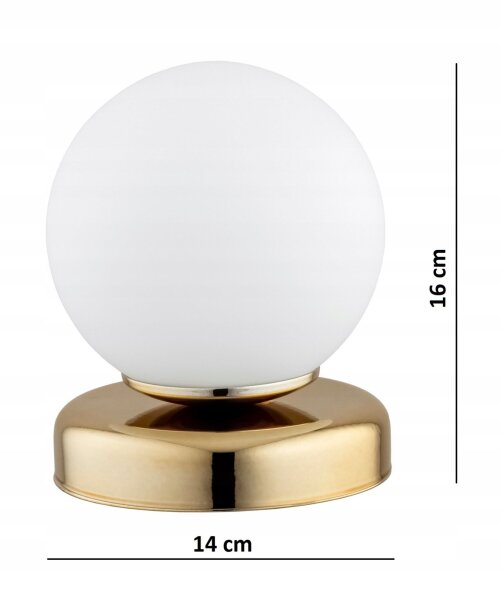 Tischlampe Glas Weiß Gold E27 H:16 cm edel dekorativ