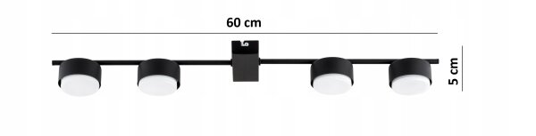 Deckenleuchte 4-flammig Schwarz GX53 L:60 cm Modern