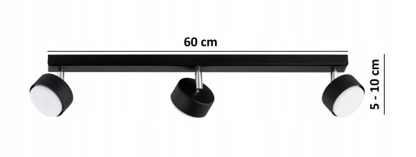 Deckenspot verstellbar Schwarz 3-flammig GX53 L:60 cm