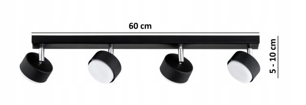 Deckenspot flexibel 4-flammig Schwarz GX53 L:60 cm