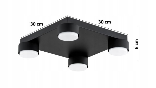 Deckenleuchte 4-flammig Schwarz GX53 B:30 cm Modern