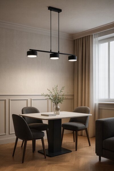 Hängelampe 3-flammig Schwarz Metall GX53 L:60 cm Modern