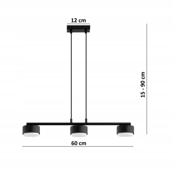 Hängelampe 3-flammig Schwarz Metall GX53 L:60 cm Modern