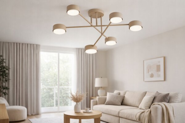Deckenlampe 6-flammig Metall Ecru GX53 B:60 cm blendarm
