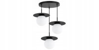 Pendelleuchte 3-flammig Glas Metall Schwarz E27 B:50 cm