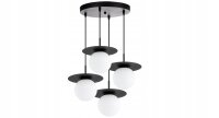Pendelleuchte 4-flammig Metall Glas Schwarz E27 B:50 cm