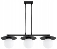 Pendelleuchte Glas Metall Schwarz 3-flammig E27 L:75 cm