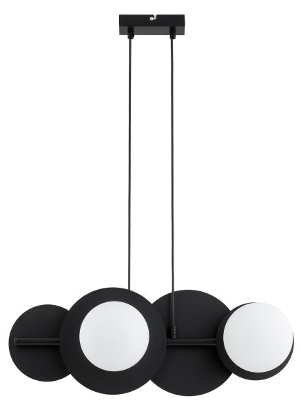 Pendelleuchte Glas Metall Schwarz E27 L:60 cm 4-flammig