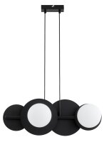Pendelleuchte Glas Metall Schwarz E27 L:60 cm 4-flammig