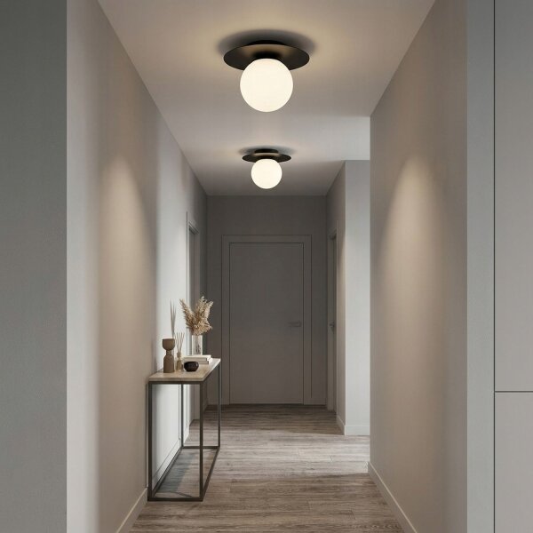 Deckenlampe Glas Schwarz Weiß E27 B:75 cm wohnlich