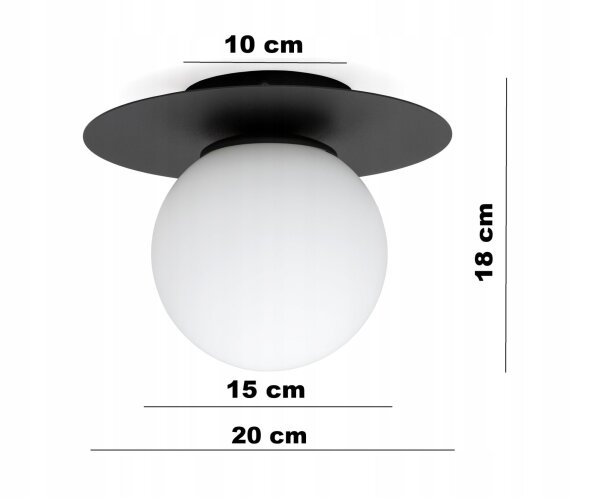 Deckenlampe Glas Schwarz Weiß E27 B:75 cm wohnlich
