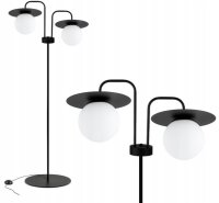 Stehleuchte 2-flammig Glas Schwarz Wei&szlig; E27 150 cm