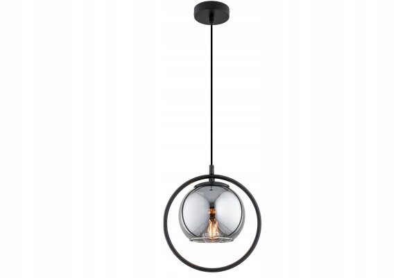 Pendelleuchte Schwarz Rauchglas E27 B:14 cm Modern