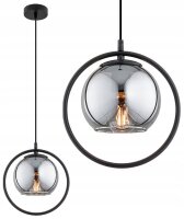 Pendelleuchte Schwarz Rauchglas E27 B:14 cm Modern