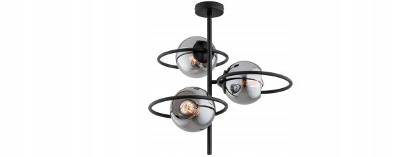 Deckenlampe Rauchglas Schwarz blendarm E27 B:40 cm edel