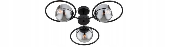 Deckenleuchte 3-flammig Rauchglas Metall E27 L:62 cm