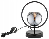 Tischleuchte Rauchglas Schwarz Metall E27 H:32 cm edel