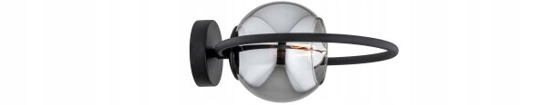 Wandleuchte Rauchglas Schwarz E27 H:26 cm dekorativ