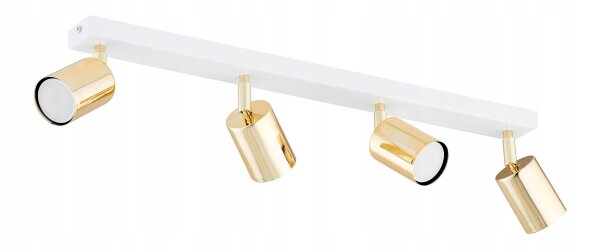Deckenspot verstellbar Weiß Gold 4-flammig GU10 L:60 cm