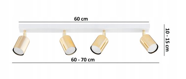 Deckenspot verstellbar Weiß Gold 4-flammig GU10 L:60 cm