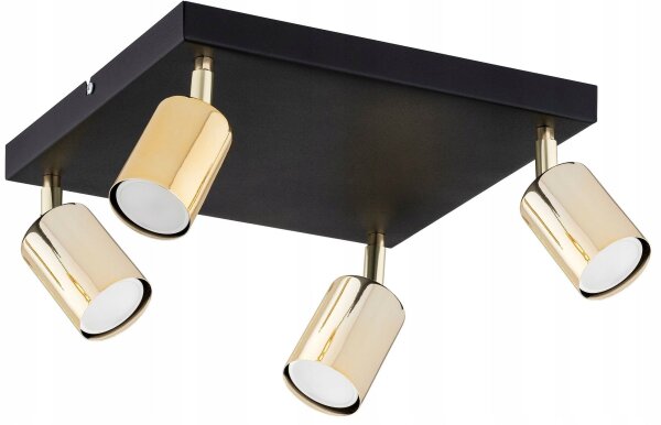 Deckenspot Schwarz Gold Metall GU10 B:30 cm dekorativ