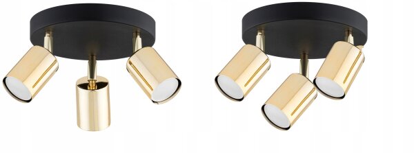 Deckenspot verstellbar Schwarz Gold Metall GU10 B:20 cm