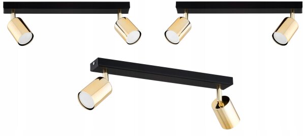 Deckenspot schwenkbar Metall Schwarz Gold GU10 L:40 cm