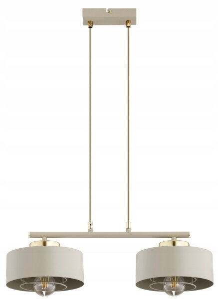 Pendelleuchte 2-flammig Beige Gold E27 L:50 cm Metall