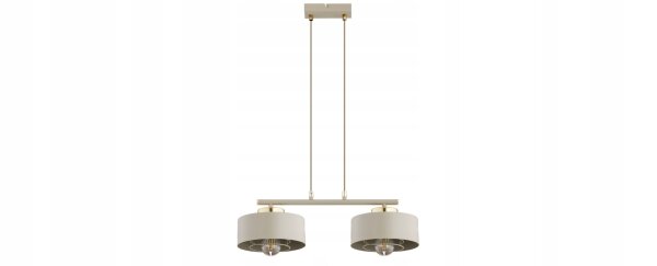 Pendelleuchte 2-flammig Beige Gold E27 L:50 cm Metall