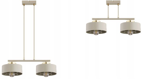Pendelleuchte 2-flammig Beige Gold E27 L:50 cm Metall