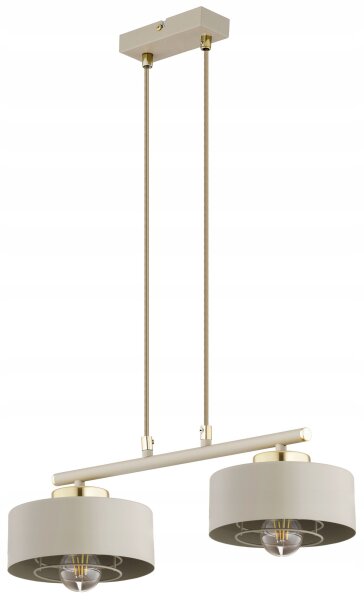 Pendelleuchte 2-flammig Beige Gold E27 L:50 cm Metall
