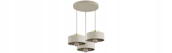 Pendelleuchte 3-flammig Beige Gold E27 B:30 cm Metall