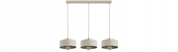 Hängelampe 3-flammig Beige Gold Metall E27 L:60 cm