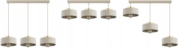 Hängelampe 3-flammig Beige Gold Metall E27 L:60 cm