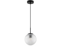 Pendelleuchte Retro Glas Schwarz Klar E27 B:18 cm rund
