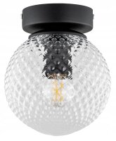 Deckenleuchte Retro Glas Schwarz Metall E27 B:15 cm