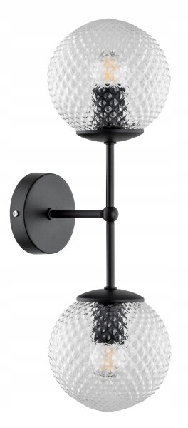 Wandlampe Up Down 2-flammig Glas Schwarz E27 H:40 cm