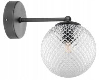 Wandlampe Glasschirm Metall Schwarz E27 B:15 cm Retro