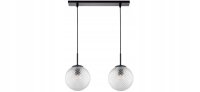 Pendelleuchte 2-flammig Schwarz Metall Glas E27 L:40 cm