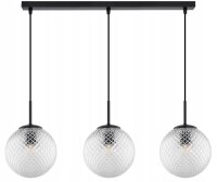 Pendelleuchte Glas Metall Schwarz 3-flammig E27 L:60 cm