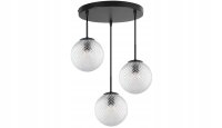 Pendelleuchte 3-flammig Schwarz Metall Glas E27 B:30 cm