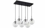 Hängelampe 6-flammig Metall Glas Schwarz E27 60 cm