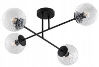 Deckenleuchte 4-flammig Glas Metall Schwarz E27 L:70 cm