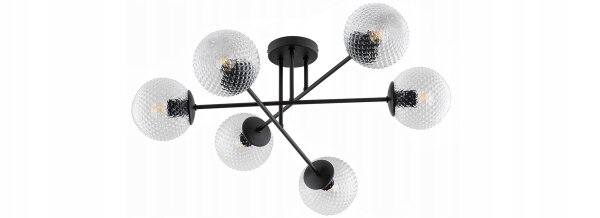 Deckenleuchte 6-flammig Glas Kugel Metall E27 L:70 cm
